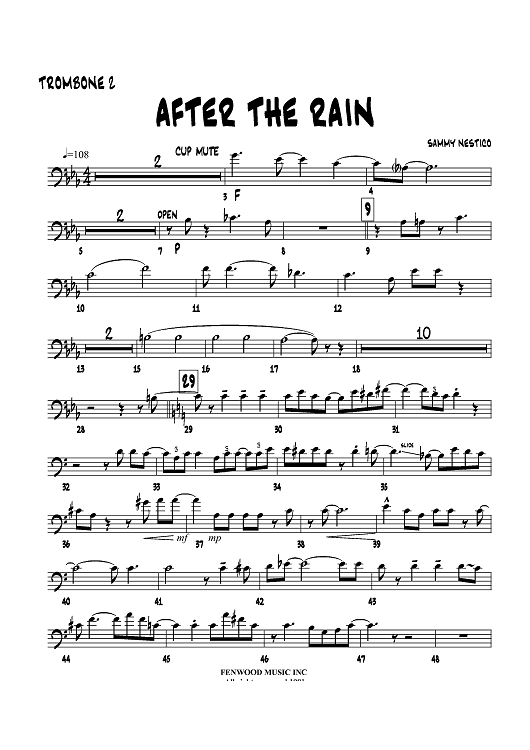 BB楽譜「AFTER THE RAIN」SAMMY NESTICO(絶版) 【公式通販】 BB楽譜「AFTER THE RAIN」SAMMY NESTICO(絶版) 【公式通販】