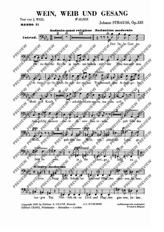 Wein, Weib und Gesang - Bass Ii