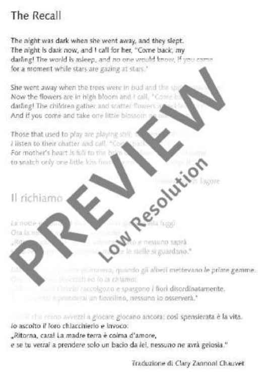 Il richiamo - Score and Parts