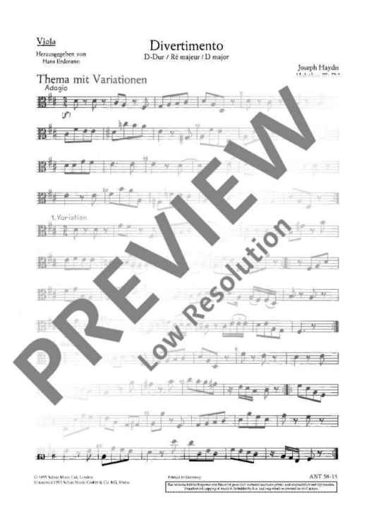 Divertimento D major - Viola
