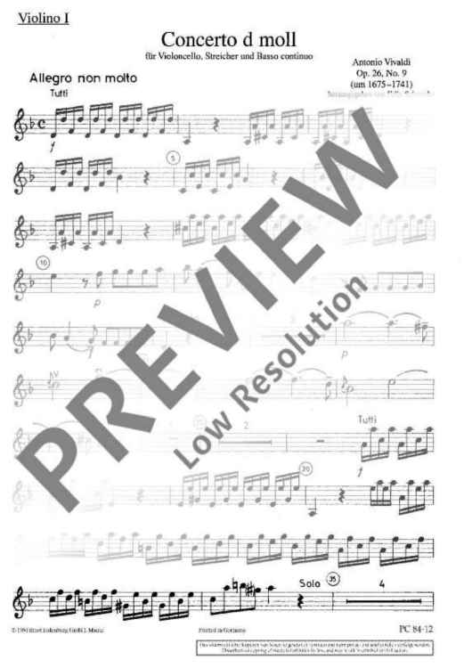 Concerto d minor - Violin I