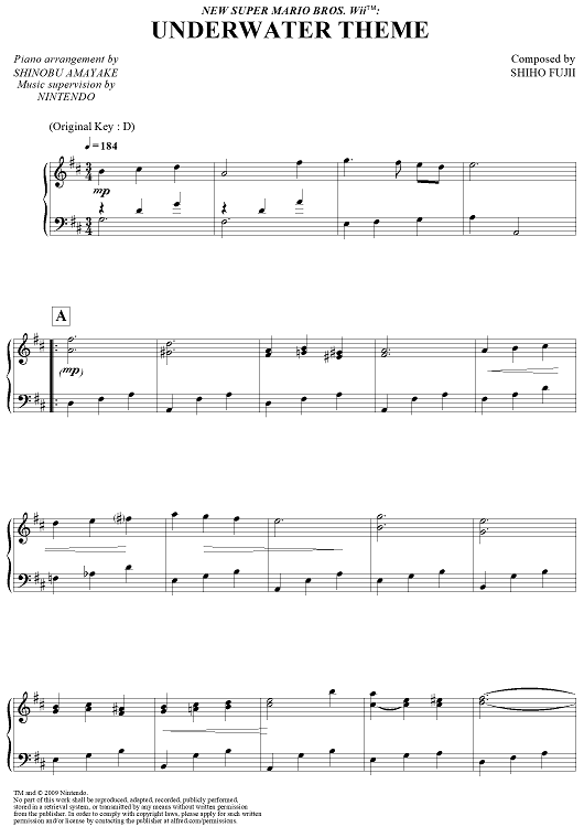 New Super Mario Bros. Wii™: Underwater Theme