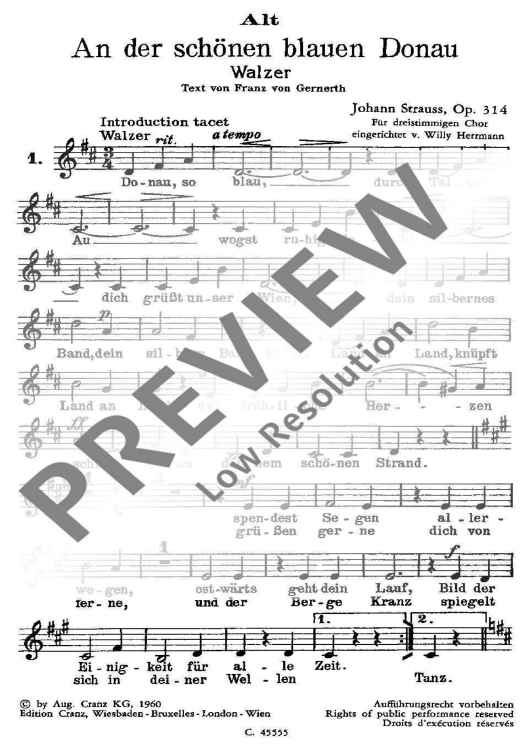 An der schönen blauen Donau - Alto