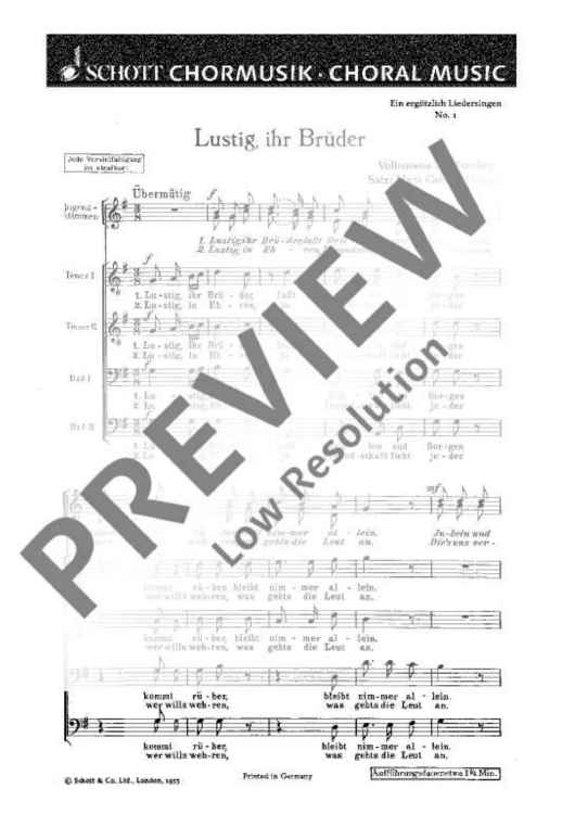 Ein ergötzlich Liedersingen - Choral Score