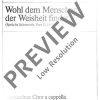 Wohl dem Menschen, der Weisheit findet - Choral Score