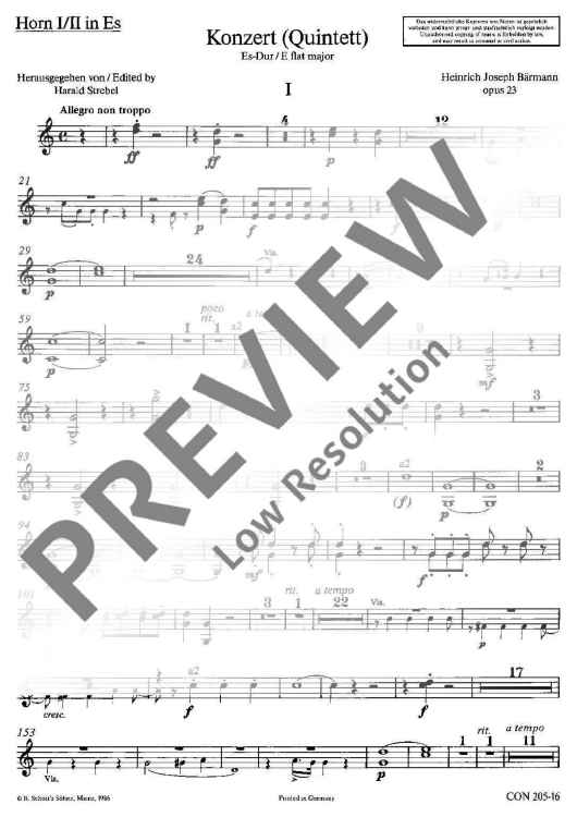 Concert (Quintet) Eb major - Horn I/ii