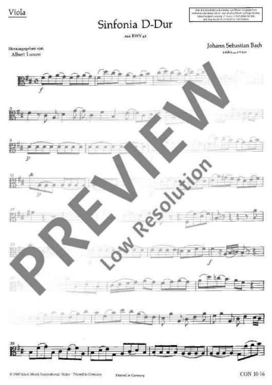 Sinfonia in D major - Viola