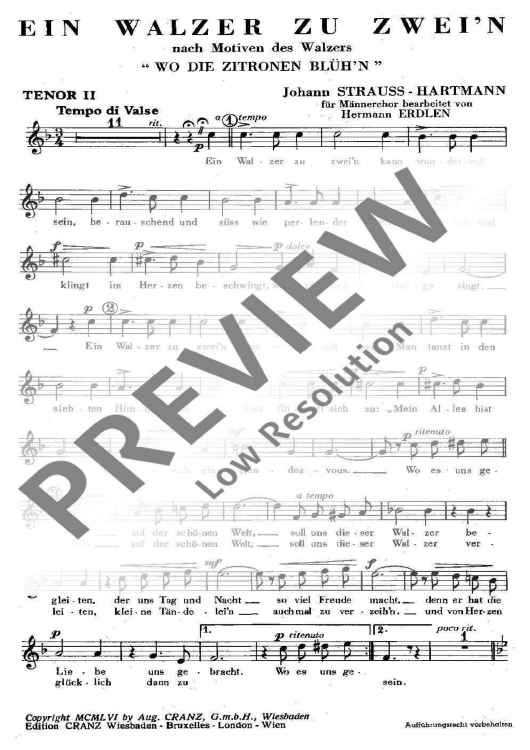 Ein Walzer zu zwei'n - Tenor Ii