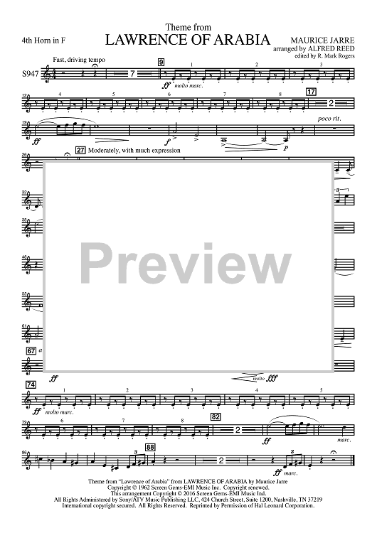 Lawrence of Arabia - F Horn 4