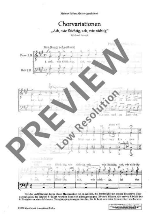 Ach wie flüchtig, ach wie nichtig - Choral Score