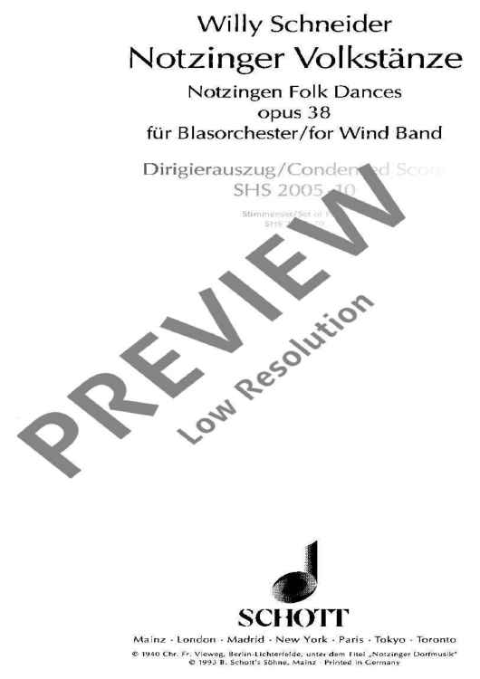 Notzingen Folk Dances - Conductor Reduction