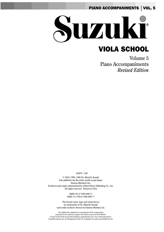 Suzuki Viola School, Volume 5 - Piano Accompaniment