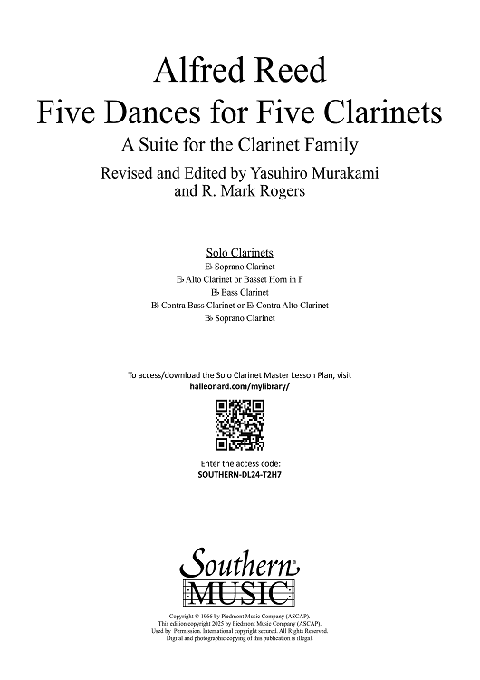 Five Dances for Five Clarinets - Solo Eb Soprano Clarinet