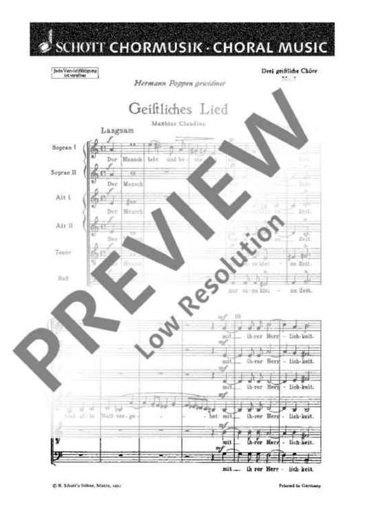 Drei geistliche Gesänge - Choral Score