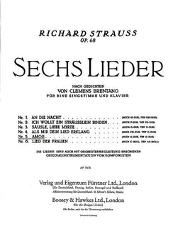 Sechs Lieder nach Gedichten von Clemens Brentano in G major - Piano Reduction