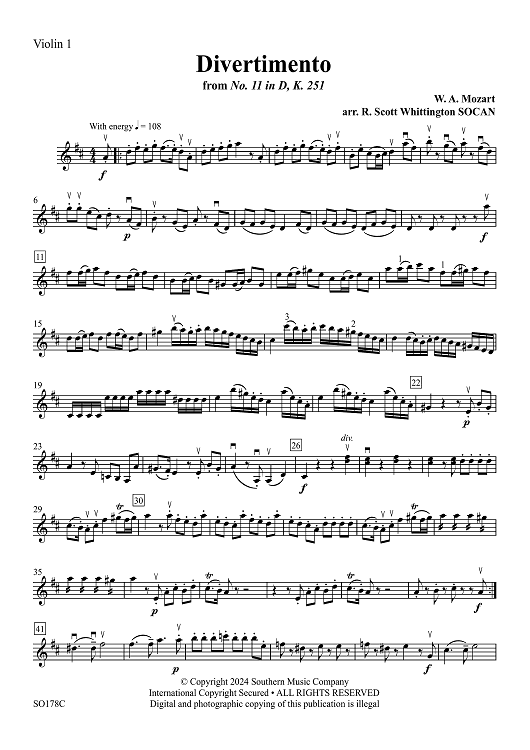 Divertimento from No. 11 in D, K. 251 - Violin 1