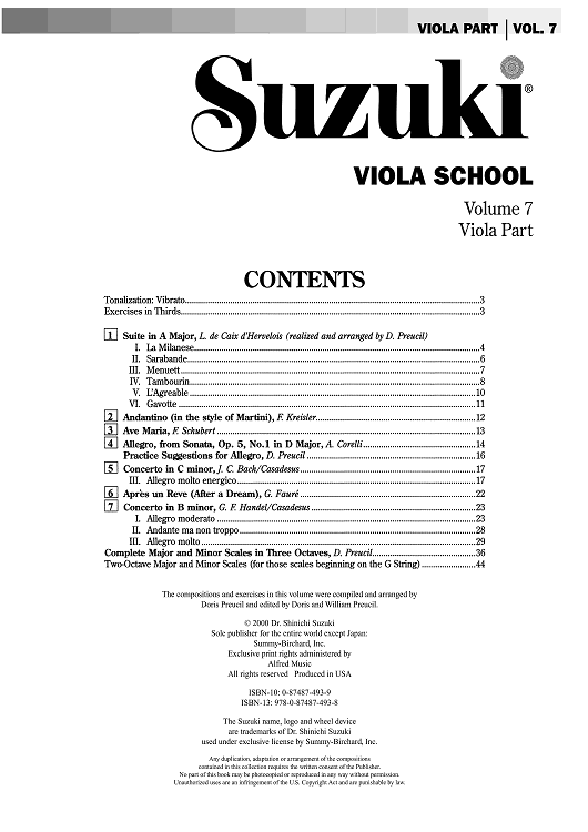 Suzuki Viola School, Volume 7 - Viola Part