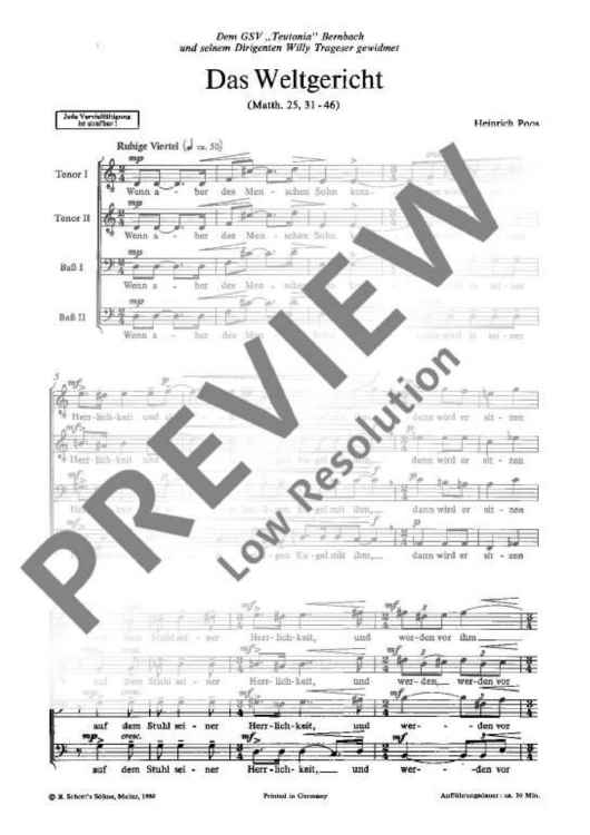 Das Weltgericht - Choral Score