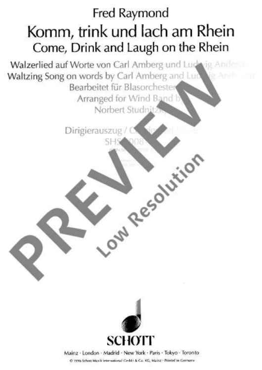 Komm, trink und lach am Rhein - Conductor Reduction