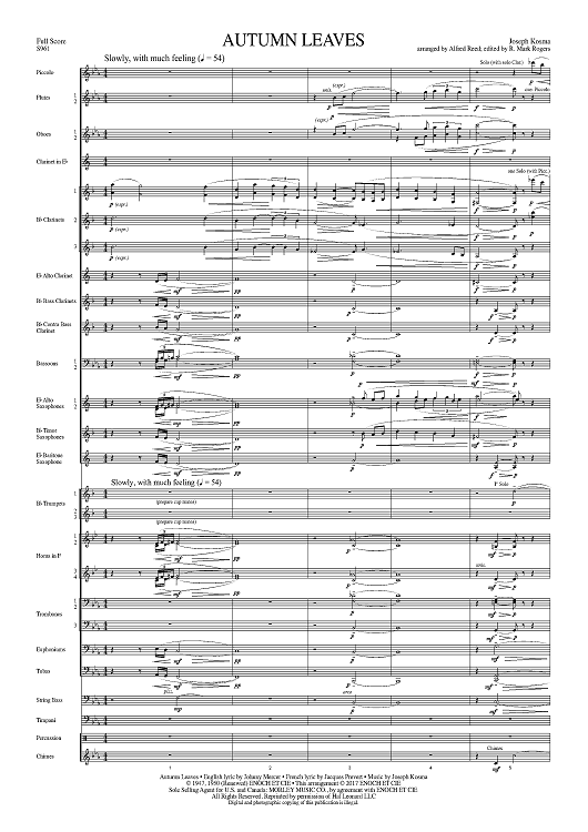 Autumn Leaves (Les feuilles mortes) - Full Score