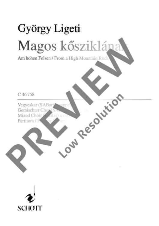 Magos kösziklának - Choral Score