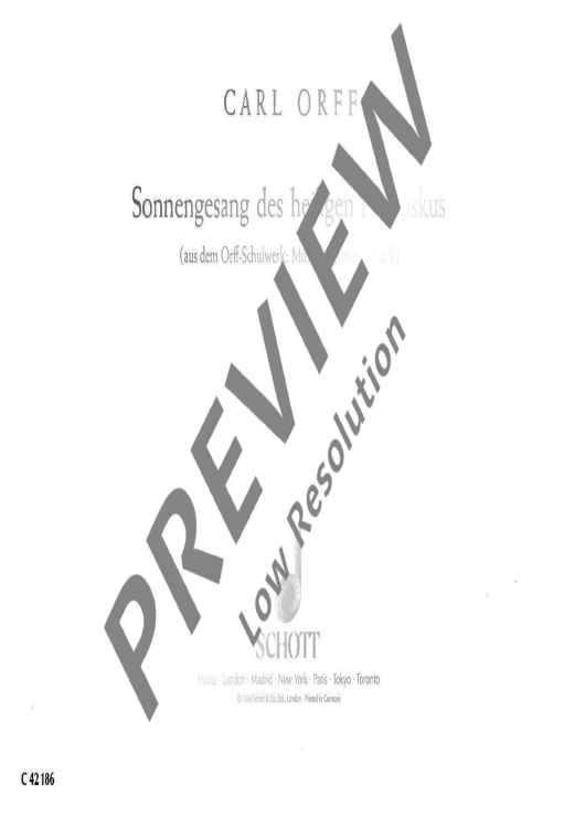 Sonnengesang des heiligen Franziskus - Choral Score