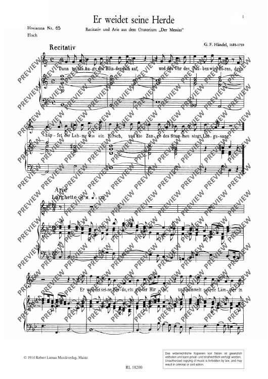 Er weidet seine Herde in B flat major