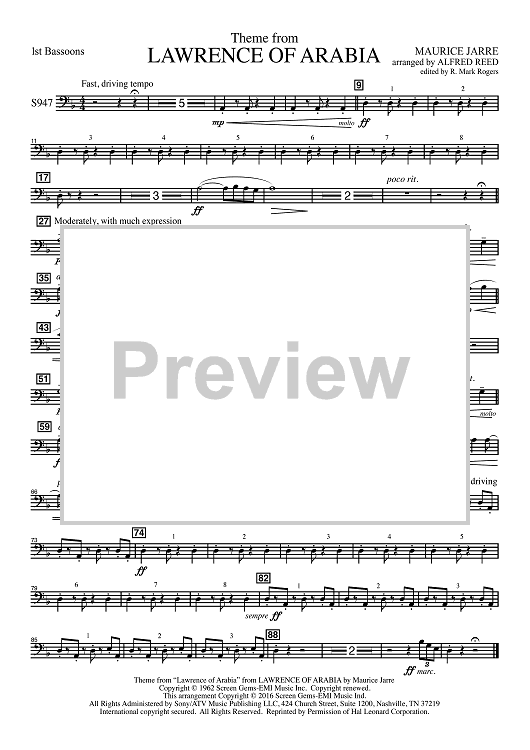 Lawrence of Arabia - Bassoon 1