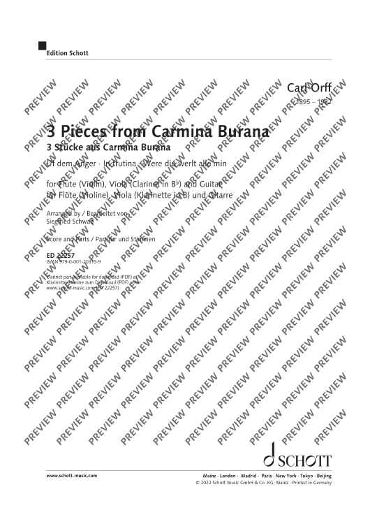 3 Pieces from Carmina Burana - Score and Parts