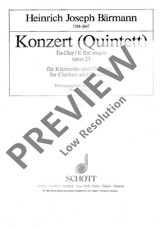 Concert (Quintet) Eb major - Violin 1