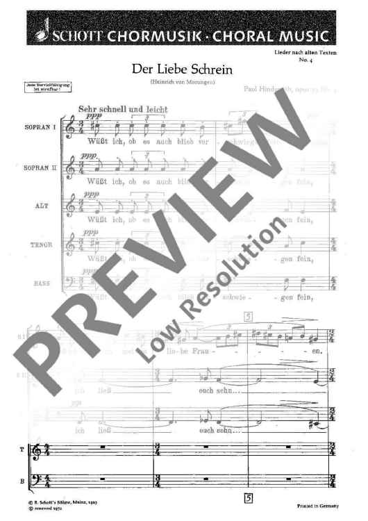 Lieder nach alten Texten - Choral Score