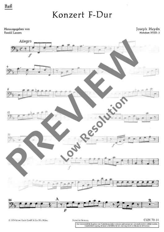 Konzert F-Dur in F major - Basso