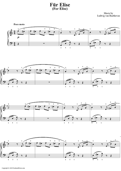 Pagina D'Album Per Elisa Di Ludwig Van Beethoven &raquo; Spartiti Per