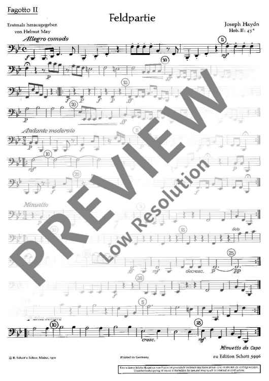 Feldpartie in G minor - Bassoon Ii