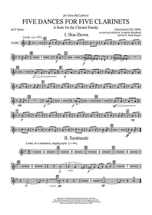 Five Dances for Five Clarinets - 3rd F Horns