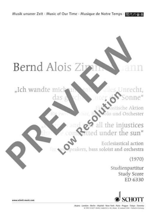 Ich wandte mich und sah an alles Unrecht, das geschah unter der Sonne - Full Score