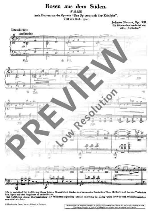 Rosen aus dem Süden - Score