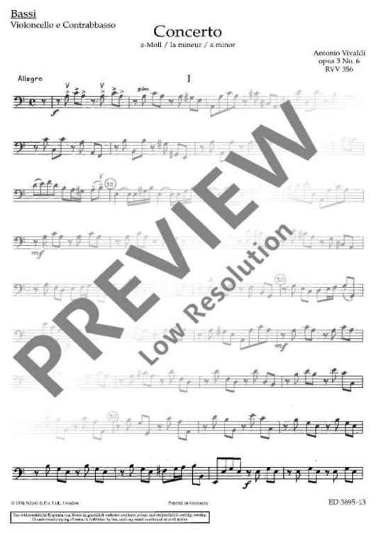 L'Estro Armonico in A minor - Bassi