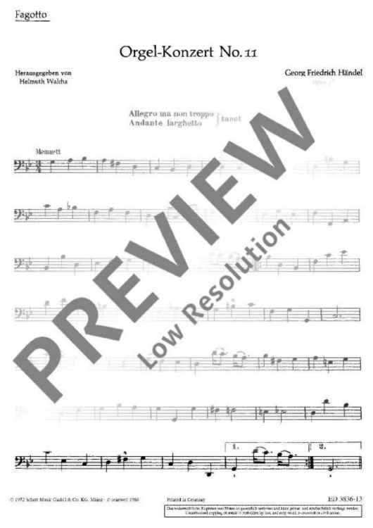 Organ Concerto No. 11 G Minor - Bassoon