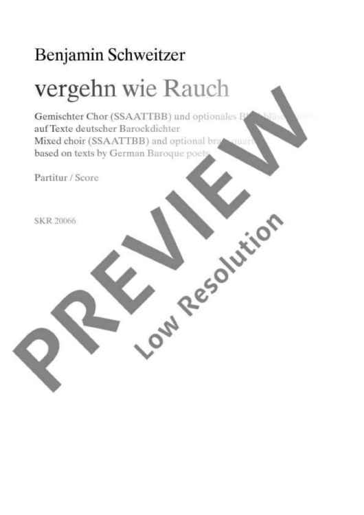 vergehn wie Rauch - Score