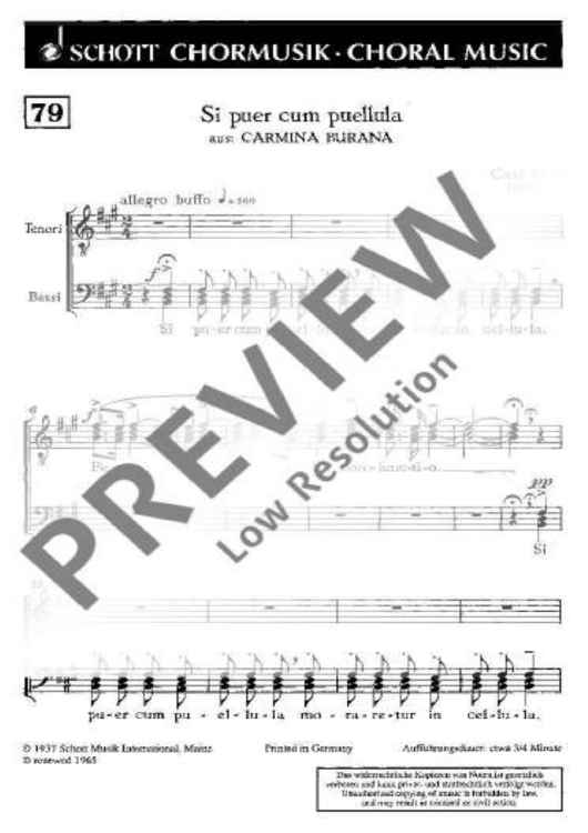 Si puer cum puellula - Choral Score