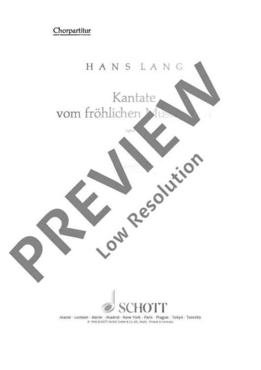 Kantate vom fröhlichen Musikanten - Choral Score