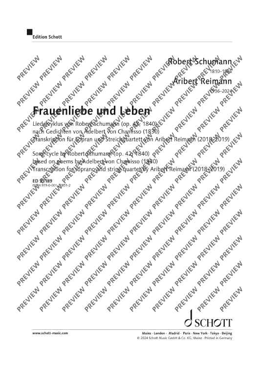 Frauenliebe und Leben - Score and Parts