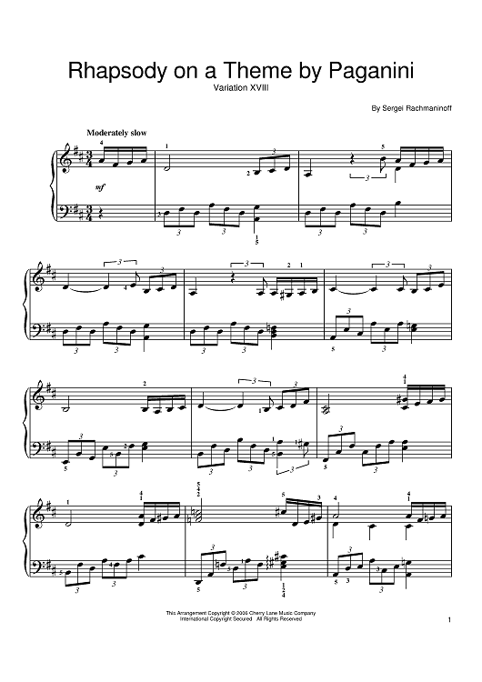 18th Variation from Rhapsody on a Theme of Paganini