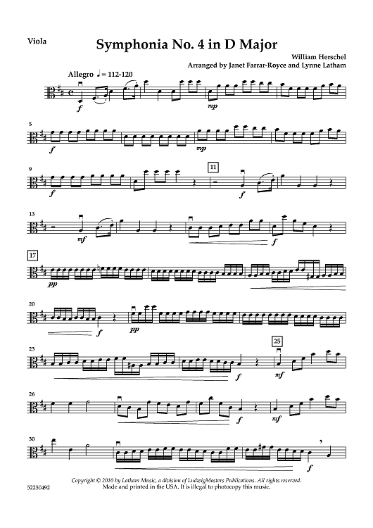 Symphonia No. 4 in D Major - for String Orchestra - Viola