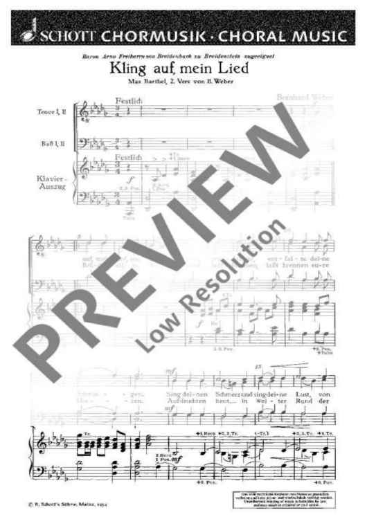 Kling auf, mein Lied - Score