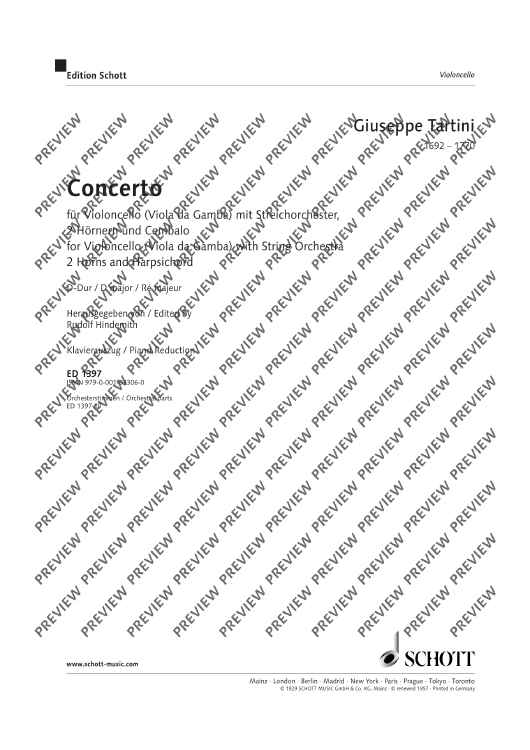 Concerto D Major - Piano Score and Solo Part