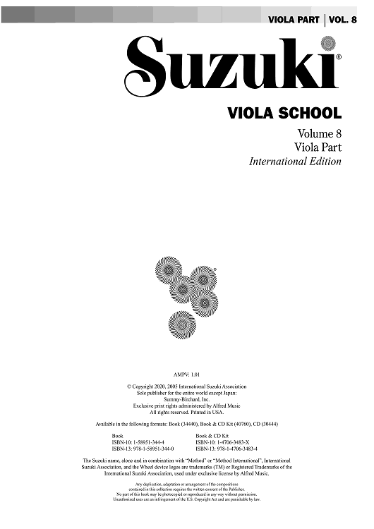 Suzuki Viola School, Volume 8 - Viola Part