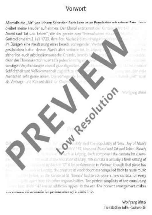 Jesu, Joy of Man's Desiring - Score and Parts