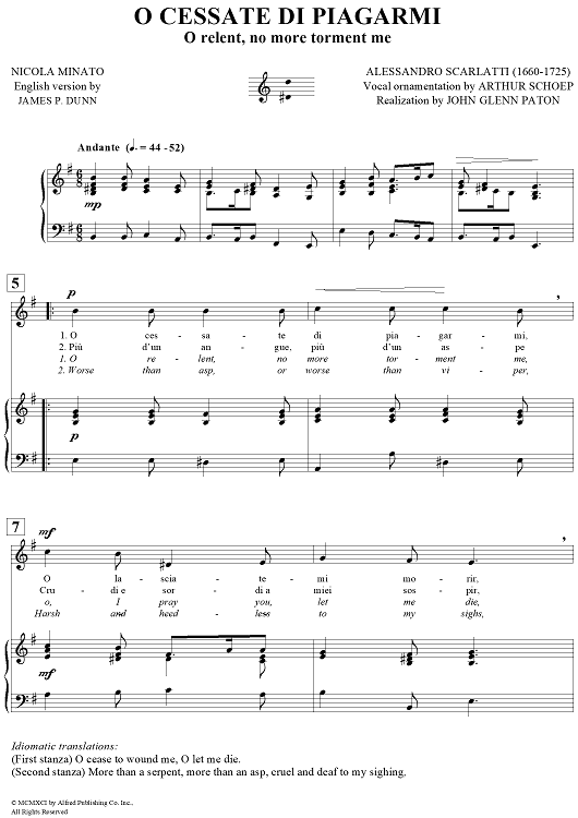 O Cesssate Di Piagarmi (O relent, no more torment me)